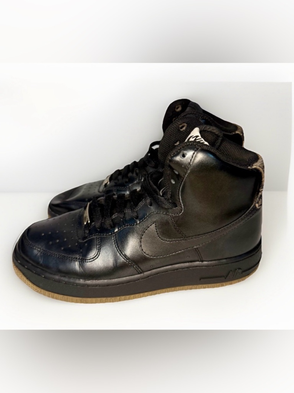RARE NIKE Air Force 1 Black Women’s 2009 High Sz 8 Floral Lace Heel 334031003